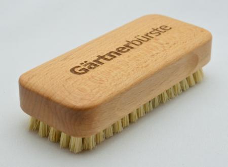 Gärtnerbürste Handwaschbürste, kurze, sehr kräftige, robuste Naturfasern, 6 Reihen, Griffmulden für guten Halt.